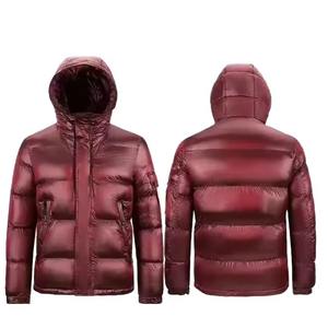 Chaqueta de invierno para hombre, personalizable, tipo burbuja, con capucha, impermeable, cortavientos, forrada de nailon y algodón, con estampado de camuflaje o lisa. - Product Image 6