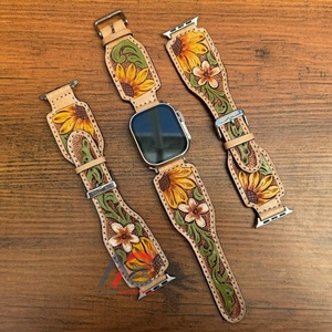 Vintage Hand <b>Tooled</b> Leather <b>Watch</b> <b>Strap</b> Bands Luxury Design Handmade <b>Watch</b> <b>Strap</b> Genuine Cow Leather Quick Release Wrist Bands - Product Image 1