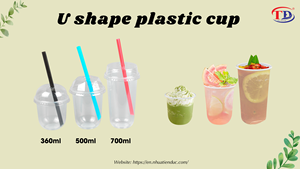 Gobelets en plastique PP en forme de U avec couvercle, personnalisables avec logo, jetables, pour boissons à emporter, emballage de boissons, vente au détail et utilisation promotionnelle - Product Image 2