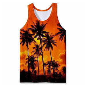 Verano de alta calidad personalizado sublimación impresión ropa de hombre camisetas sin mangas transpirable de cuello redondo talla grande algodón poliéster camiseta sin mangas - Product Image 1
