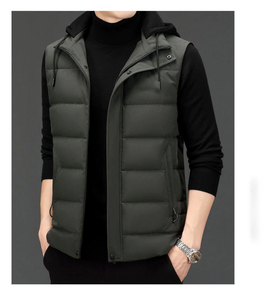 Personnalisation Veste matelassée unisexe à demi-manches OEM Tissu peigné matelassé sans manches coupe-vent avant Logo rempli de coton mince - Product Image 5