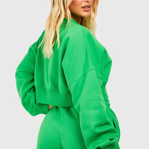 Ventes en gros de sweats à capuche pour femmes en coton 100% surdimensionnés à épaules tombantes, couleur unie, streetwear, hip hop, hiver, avec capuche avant - Product Image 4