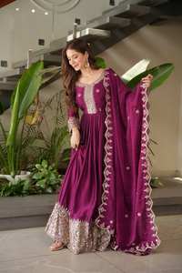 Vente chaude femmes été fête porter Style indien traditionnel coton Anarkali robe Designer Dupatta respirant Simple mode - Product Image 2