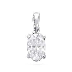 Colgante Solitario con Diamante de Corte Ovalado para Mujer - Product Image 3