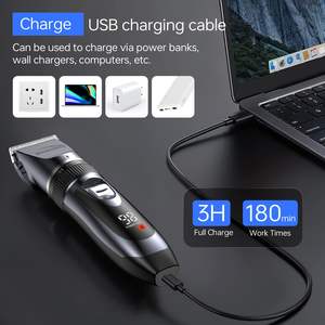 Tondeuse à cheveux et barbe professionnelle sans fil avec écran LED, rechargeable, kit de toilettage pour le soin des cheveux et du corps, alimentation USB par batterie - Product Image 4