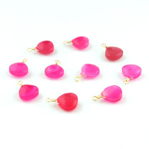 Holesale-Colgante de Calcedonia en forma de corazón para joyería, Conector de Latón chapado en oro para joyería artesanal - Product Image 5