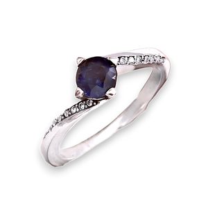 925 Sterling Silver Solitaire Kyanite and Cz Diamond <b>Women</b> <b>Statement</b> Minimal Gemstone <b>Ring</b> <b>for</b> Engagement and Wedding - Product Image 1