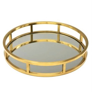 Ensemble de plateaux de service rectangulaires en verre transparent décoratifs en métal doré de luxe de grande taille, style nordique unique et moderne, avec poignées - Product Image 3