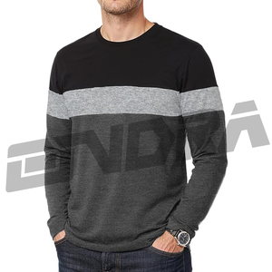 Camiseta informal de manga larga para hombre, con bloques de color en gris elegante, ajuste moderno, tacto suave, para uso diario, estilo fresco y activo - Product Image 2
