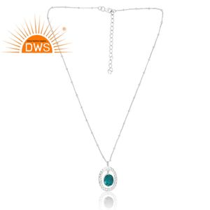 Diseño elegante Plata de ley Natural Doublet Santamaria Aguamarina Cuarzo Piedra preciosa Colgante Diseño personalizado Fabricación de joyas - Product Image 1