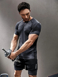 เสื้อยืดผู้ชายยาวทึบพิมพ์ลายโลโก้ผ้าฝ้าย100% ยิมฟิตเนสยิมใหม่ - Product Image 5