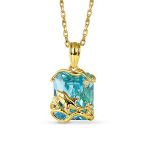 Collier Jeulia Lucky Day Dolphin en argent sterling plaqué rhodium avec zircon taille émeraude - Product Image 1