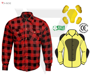 เสื้อเชิ้ตมอเตอร์ไซค์ผ้าฟลานเนลสำหรับผู้ชาย ได้รับการรับรองมาตรฐาน CE ชุดขี่มอเตอร์ไซค์ลำลอง เสื้อยืดนักขี่มอเตอร์ไซค์ป้องกันตัว ผลิตตามสั่งในปากีสถาน OEM - Product Image 2