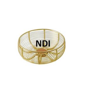 Gold Plated Fruit <b>Basket</b> Holder Rounded <b>Wire</b> Metal Design <b>Storage</b> Fruits <b>Basket</b> Dining Table Decor and Kitchen Counter Top Use - Product Image 1