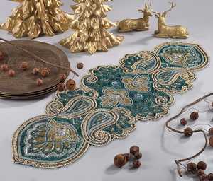 Camino de Mesa Moderno de Primera Clase Hecho a Mano con Cuentas, Diseño Floral 2025, Ecológico, Ideal para Mesas de Comedor, Bodas, Decoración Elegante - Product Image 4