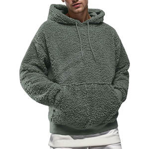 Nueva llegada de los hombres Sherpa sudaderas con capucha de lana con logotipo personalizado patrón sólido liso teñido invierno precio al por mayor ofrecido - Product Image 6
