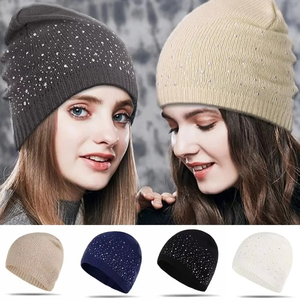 Haute qualité femmes hiver chaud chapeau diamant point pull tricot bonnets décontracté quotidien affaires porter résistant au froid casquette extérieure - Product Image 5