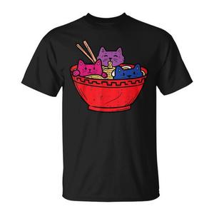 T-shirt Cats In Ramen per adulti, unisex, a maniche corte, girocollo, con stampa digitale, per attività promozionali - Product Image 1