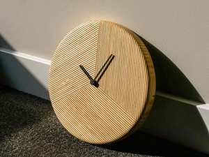 ROBLE DECORACIÓN DEL HOGAR MADERA GRANDE Reloj de pared de madera Círculo láser Reloj de pared de salón de madera - Product Image 2