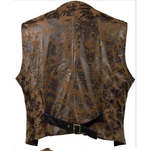 Disfraz de Cosplay Steampunk para hombre, chaleco sin mangas de cuero genuino, ropa de abrigo de invierno sólida con un solo botón - Product Image 3