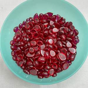 Cuentas de cristal de imitación Rojas ovaladas sintéticas, para la fabricación de joyas, tamaño: 10x12mm - Product Image 5
