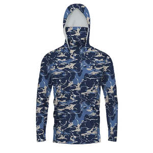 Venta al por mayor de camisas de pesca con capucha 100% poliéster Spandex sublimación impresión OEM nuevo diseño - Product Image 3