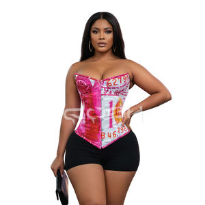 <b>Womens</b> Streetwear <b>Sexy</b> Dollar Print Overbust Underwire Cups Steel Boned Corset Trendy Money Pattern Body Shaper <b>Outfits</b> Supplier - Product Image 5