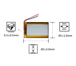 Литий-полимерный аккумулятор 654060 с 3 проводами, сменный, высокой емкости, перезаряжаемый, для GPS, MP3, MP4, спутникового искателя - Product Image 2