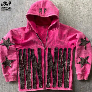 เสื้อฮู้ดดี้ผ้าฟลีซแบบซิปปักลายสไตล์วินเทจสำหรับผู้ชาย คอลเลคชั่นใหม่ ผลิตจากผ้าโพลีเอสเตอร์/คอตตอนผสมคุณภาพสูง - Product Image 5