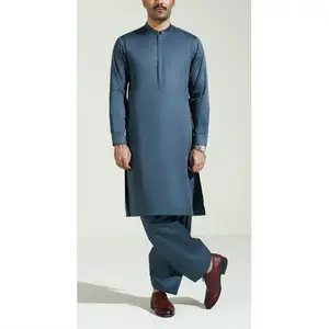 Classical Design Muslim Men's Cotton Shalwar Kameez Set New Fashion Islamic Men Clothing Shalwar kameez Set