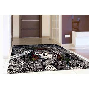 Tapis imprimé avec dessin de femme crâne, art moderne abstrait, tapis à poils doux - Product Image 4