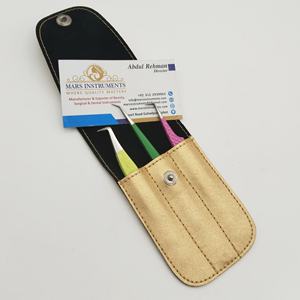 Professionnel meilleur métal incurvé volume pointu personnalisé en acier inoxydable extension de cils pince à épiler cils pince à épiler pochette durable - Product Image 1