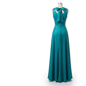 ชุดราตรีทรงเอไลน์ผ้าซาตินทำมือ ผ้าซาตินโพลีเอสเตอร์ คอผูกโบว์หรูหรา สำหรับงานเลี้ยงอย่างเป็นทางการ ขายส่ง - Product Image 5