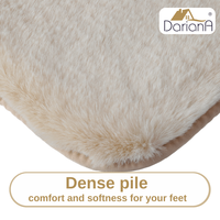 Tapis en fausse fourrure beige en tweed, doux et moelleux, antidérapant, fabriqué à la machine, moderne, écologique, tapis décoratif d'intérieur certifié OEKO-TEX