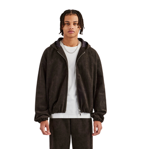 ชุดวอร์มกำมะหยี่ไซส์ใหญ่พิเศษใส่สบายชุด2ชิ้นเสื้อแจ็คเก็ตมีฮู้ดซิปนุ่มและกางเกงขากางเกงทรงตรง - Product Image 3