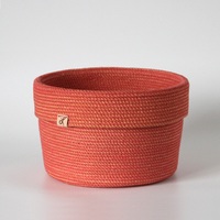 Panier de rangement rond en corde 100% coton tissé pliable de couleur personnalisée avec couvercle pour couverture et oreillers