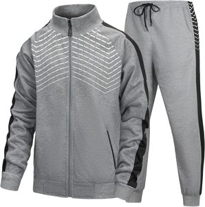 Grey Men's Sweat Suit 2 Piece Outfit Casual Contrast Sports Jogging Tracksuits Set BY STYLE <b>BOY</b> & Co - Product Image 1