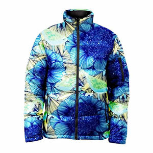 Vente en gros Veste matelassée imprimée personnalisée pour hommes Design bulle de luxe avec col à capuche et veste d'hiver en tissu léger - Product Image 3