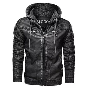 Veste en cuir pur OEM pour hommes coupe-vent décontracté de grande taille avec capuche veste d'hiver nouveau style - Product Image 1
