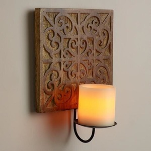 Juego de 2 bollos para velas rústicas de montaje en pared, portavelas de madera - Product Image 4