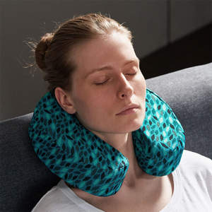 Almohada cervical de espuma viscoelástica ortopédica Aqua Green 27X25x8 cm soporte de viaje para cuello y espalda extraíble lavable con patrón - Product Image 3