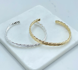 18k <b>Silver</b> Filled or Gold Filled / Texturized <b>Cuff</b> <b>Bracelet</b> / Wholesale Jewelry Making Supplies - Product Image 1