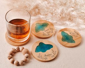 Colorful Resin and Wood <b>Drink</b> <b>Coasters</b>, Perfect Tabletop Decor, Waterproof Heat-Resistant Easy-to-Clean Stone <b>Coasters</b> - Product Image 5