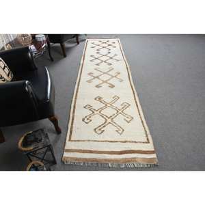 Moderno clásico 2,7x10,7 pies Blanco marrón tejido plano alfombra hecha a mano estilo turco 9x12 patrón de pasillo rectangular para entrada 4m de ancho - Product Image 1