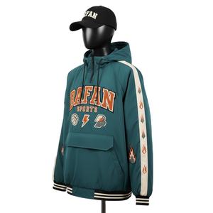 Veste coupe-vent pour homme en tissu polyester tissé, couleur sarcelle, panneau de manche, capuche, logo brodé personnalisé, veste coupe-vent pour homme - Product Image 4