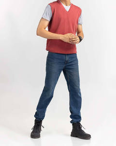 Pull sans manches à col en V, mode d'hiver, cardigan décontracté à manches longues, tricot ample, pull à col rond, coupe ajustée, taille homme - Product Image 3