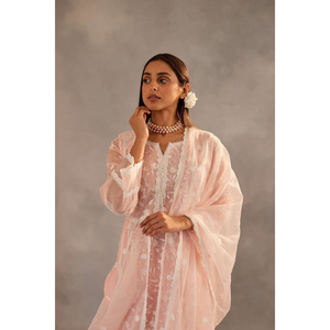 Premium Organza Broderie Kurti Pantalon Dupatta Ensemble Complet Intérieur, Dentelle Travail Bas, Pas Cher En Vrac En Gros Tailles S à 3XL - Product Image 1