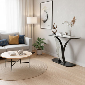 Modern Luxury 120x30x85cm <b>Console</b> <b>Table</b> Ceramic Top Iron <b>Legs</b> Elegant Contemporary for Entry Villa Living Room Hotel-CST077 - Product Image 4