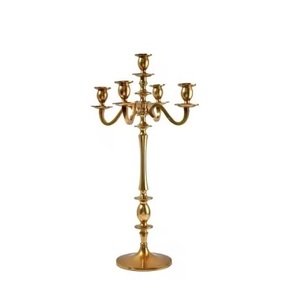 Candélabre élégant à cinq bras en laiton pour la décoration de mariage et de Noël, candélabre de sol en métal, artisanat exquis - Product Image 1