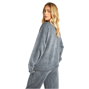 Sudadera de algodón lavado ácido unisex personalizada con cuello alto hecha de tela de lana de algodón 350GSM con serigrafía personalizada - Product Image 3